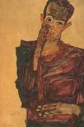 Egon Schiele Self-Portrait with Hand to Cheek (mk12) oil painting picture wholesale